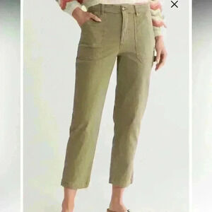 Marine Layer Maya Slim Straight Leg Utility Pants Green Sz 14